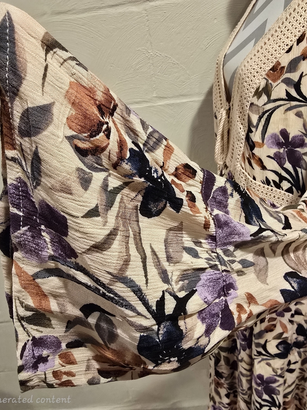 Torrid Size 2X (18-20) Sand Floral Gauze Lace-Up Skater Boho Dress NWOT! - Picture 4 of 11